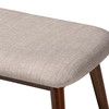 Baxton Studio Flora Light Grey Upholstered Walnut Finished Wood Dining Bench 157-9550
